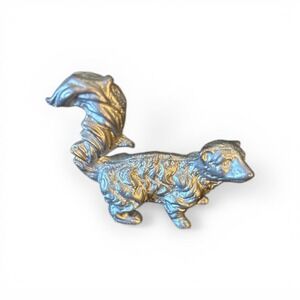 Vintage Pewter Skunk Figurine Miniature Metal Woodland Animal Collectible Silver